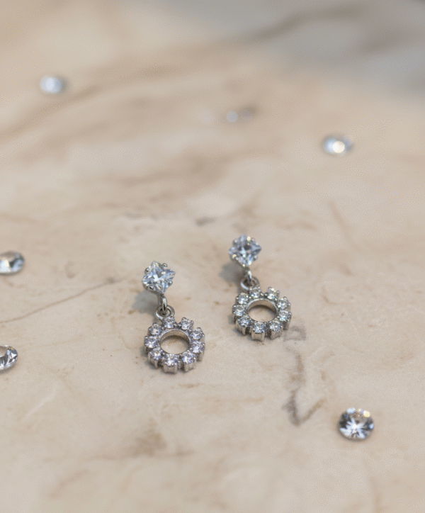 Delicate Crystal Halo Drop Earrings