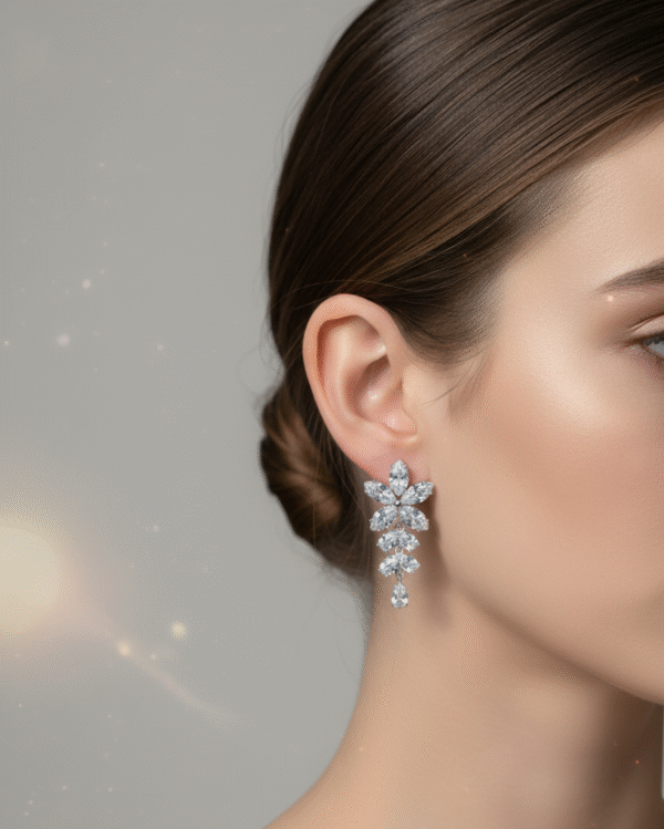 Crystal Flower Cascade Dangle Earrings