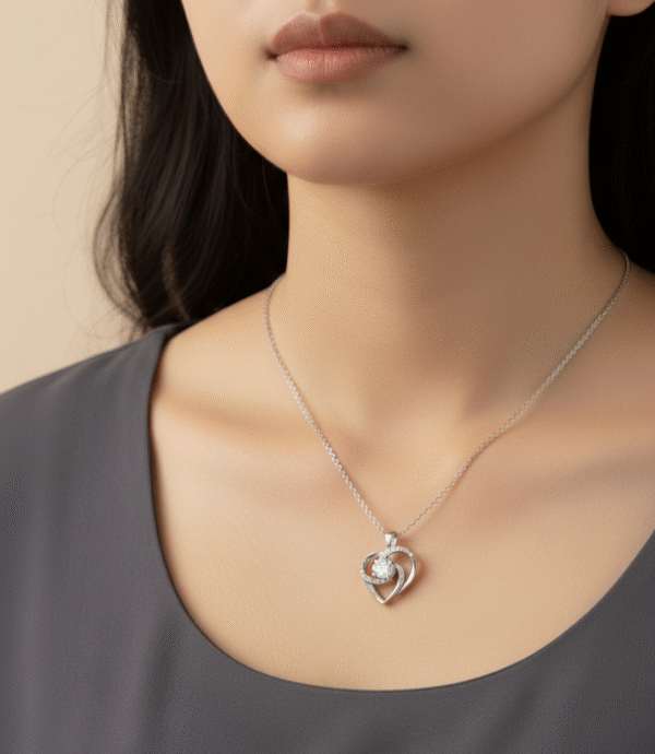 Swirl Heart Solitaire Pendant Necklace